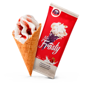 Морозиво пломбір «Mr. Frosty» з полуницею в сиропі у вафельному ріжку