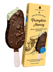Десерт заморожений «Pumpkin Honey» з гарбузового насіння з медом в глазурі з вафельною крихтою