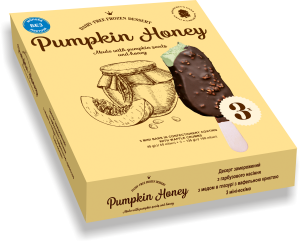 Десерт заморожений «Pumpkin Honey» з гарбузового насіння з медом в глазурі з вафельною крихтою