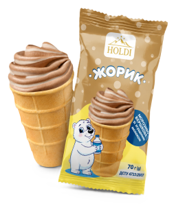 Морозиво вершкове з какао «ЖОРИК» зі згущеним молоком у вафельному стаканчику